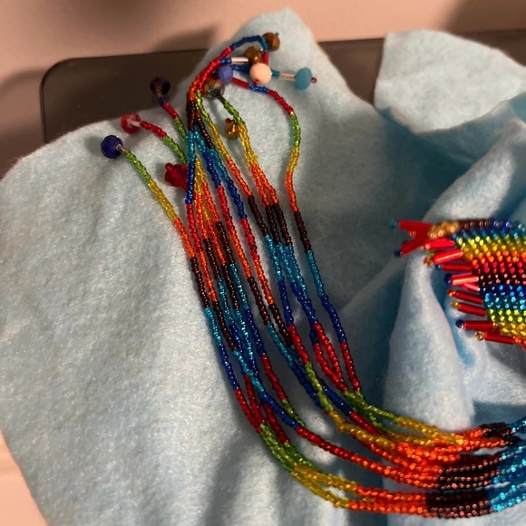 Rainbow beaded hummingbird keychain/ hummingbird keychain/ hummingbird ornament - Picture 3 of 6